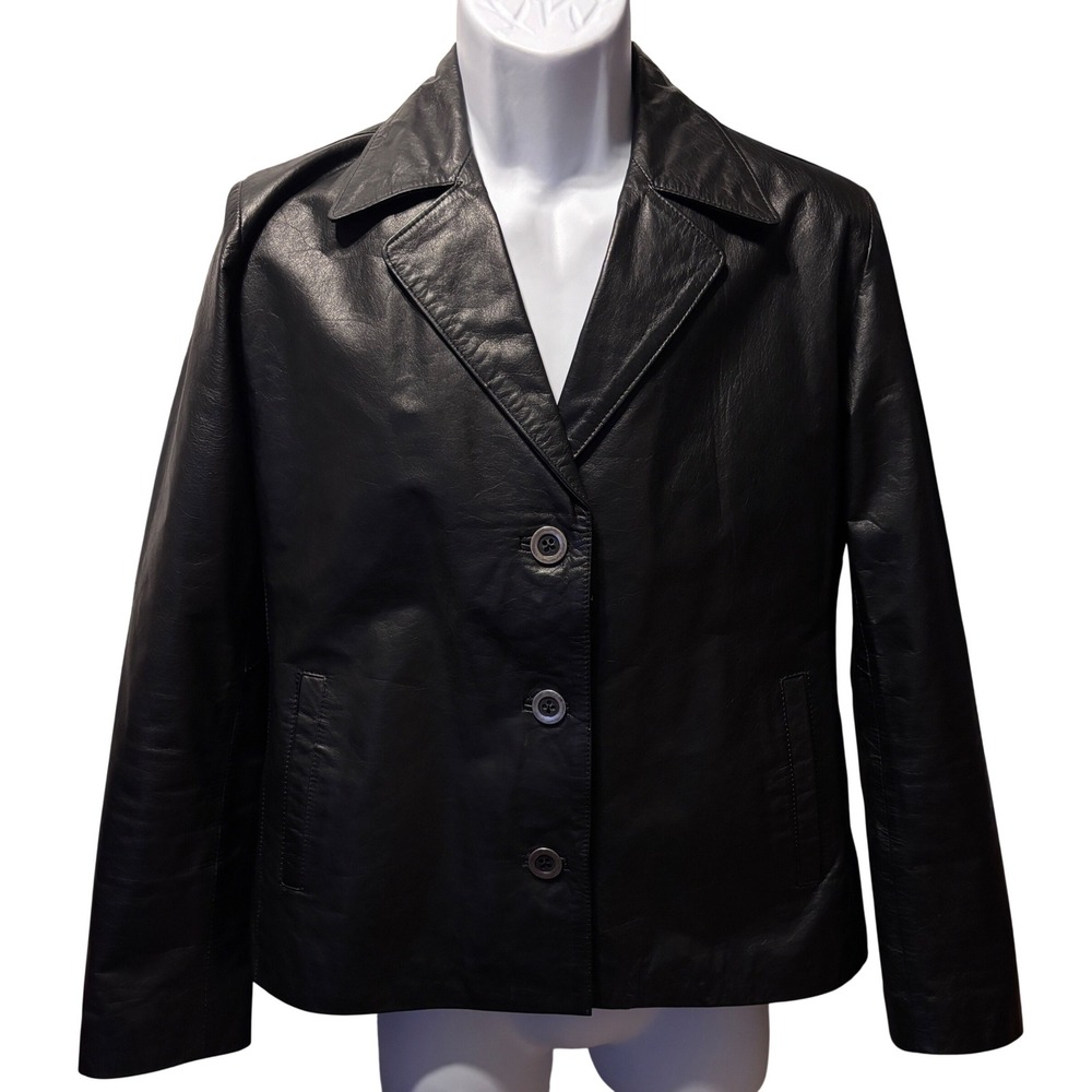 Triptico‎ Leather Blazer Jacket Mens L Black Excellent Argentine Cueros 3-Button